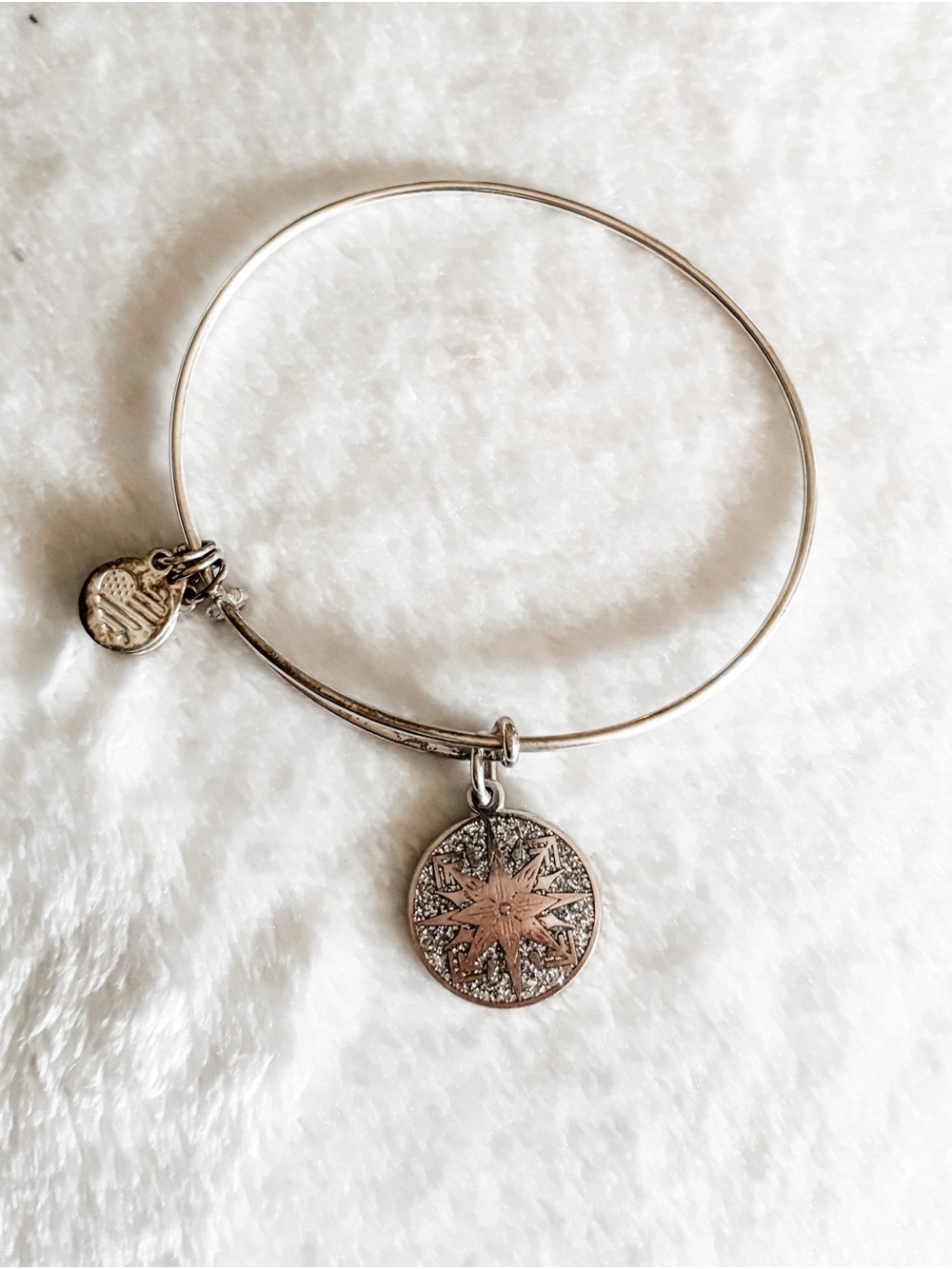 Alex and Ani Endless Love Charm Bangle Bracelet - Silver and Glitter